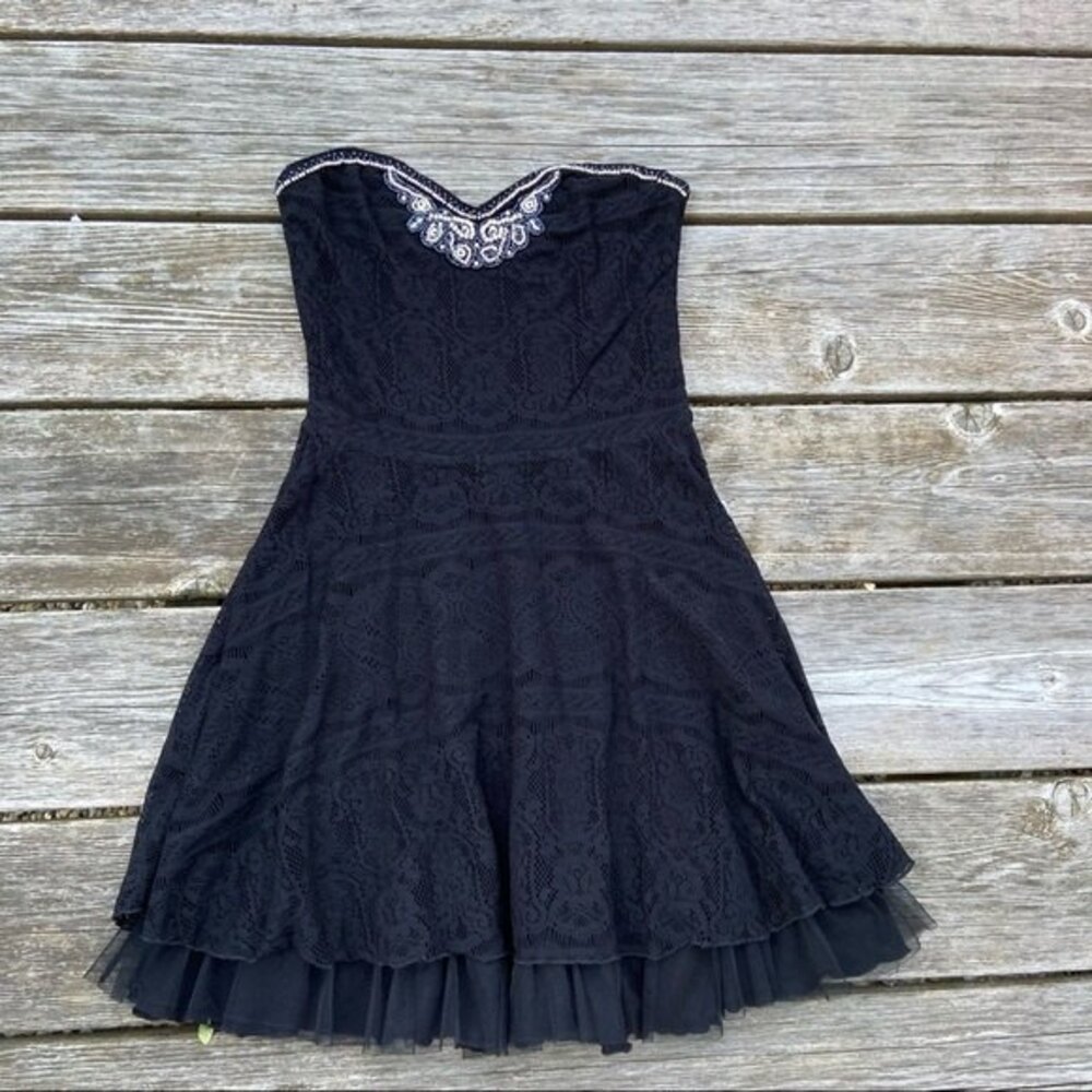 Free People Strapless Beaded Neckline Lace Dress - Picture 2 of 7
